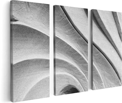 Artaza Canvas Schilderij Drieluik Abstracte Kunst Gestreepte Stenen in het Grijs - 120x80 - Foto Op Canvas - Canvas Print