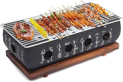 Dailygoods- Barbecue Draagbaar Japans ontwerp - Grillfornuis - Grillplaat - Brandstofreservoir - Aluminiumlegering - 36 x 18 x 13 cm - Grill