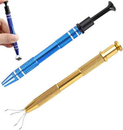 Pick Up Tool - 2 Stuks - 4-Klauw Metaal Pick-up Pen - Grabber Tool - Grijper met klauw - Pick up Stick - Voor Kleine Onderdelen Sieraden Metalen Tiny Elektronische Componenten Precisie IC Chips