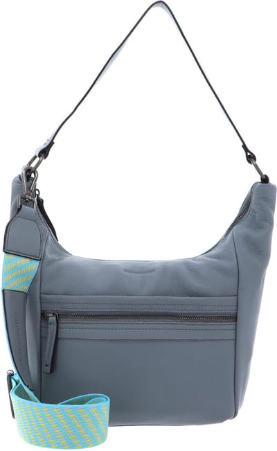 FREDsBRUDER Leren Schoudertas Hendassa Midi Hobo Bag Soft Blue Lichtblauw