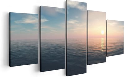 Artaza Canvas Schilderij Vijfluik Zee Water Tijdens Zonsondergang - 100x50 - Foto Op Canvas - Canvas Print