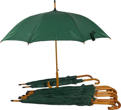 Paraplu 10 stuks - Set van 10 Automatische Groene Paraplu's - 102cm Diameter voor Volwassenen – Unisex met Houten Handvat