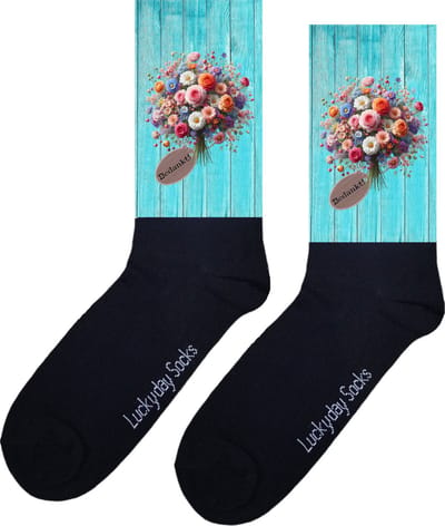 Bloemen - Bedankt - Verjaardag cadeau - Grappige sokken - Leuke sokken voor heren en dames - Moederdag - Opkikker - Vaderdag - Cadeau voor hem en haar - Kerstcadeau - Vrolijke sokken - Valentijns cadeau - Socks die Happy maken - Maat 37-44