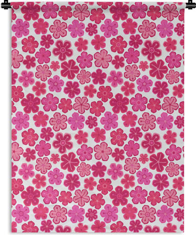 Wandkleed - Wanddoek - Bloemen - Roze - Patronen - 150x200 cm - Wandtapijt