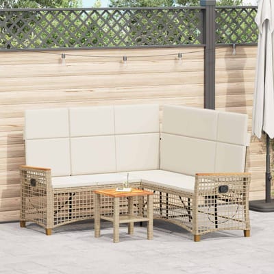 vidaXL Tuin verstelbare bank set Beige en Crème Wit 164 x 164 x 112 cm