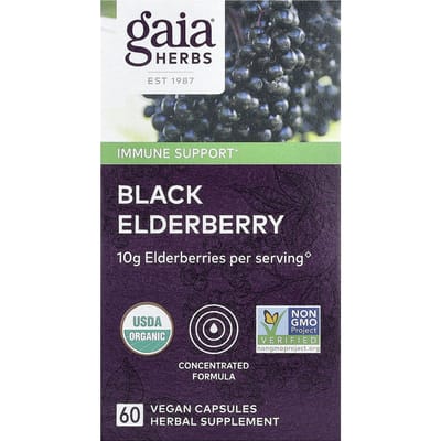 Gaia Herbs, Zwarte Vlierbes met Acerola Vrucht, 60 Plantaardige Capsules