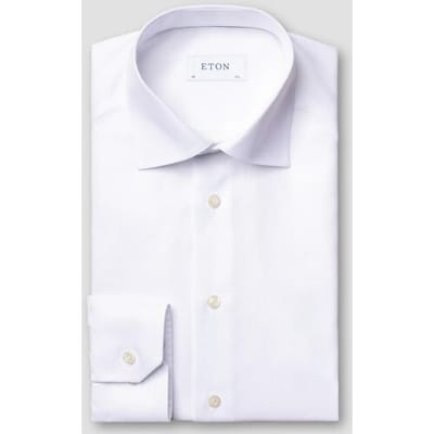 Eton Overhemd Cutaway Collar Rich Structured Textured Twill Wit / male