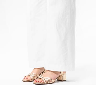 No Stress - Dames - Gouden leren sandalen met hak - Maat 36