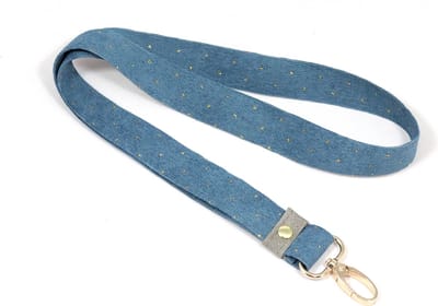 STUDIO Ivana - Blauw keycord gouden hardware - handgemaakt sleutelhanger - ribfluweel - blauw met gouden stipjes