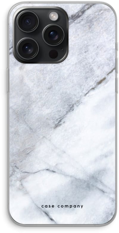 Case Company® - Hoesje geschikt voor iPhone 15 Pro Max hoesje - Witte marmer - Soft Cover Telefoonhoesje - Bescherming aan alle Kanten en Schermrand