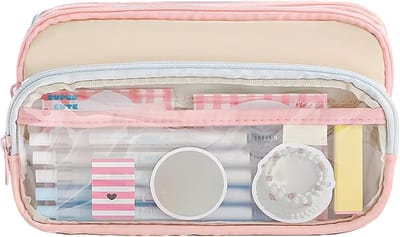 Potloodtas Etui - Stiften Opberger - School Kantoor - Drie Vakken - 21x12x8cm