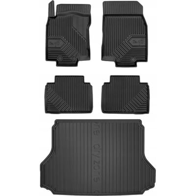 FROGUM 77 Set Automatten en Kofferbakmat - Geschikt voor NISSAN X-TRAIL T32 (2013-2017) - 5 Personen - Hoge laadvloer - TPE Rubber - Zwart