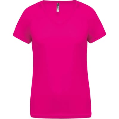 PROACT® Dames sport-t-shirt V-hals PA477 - Fuchsia - XS