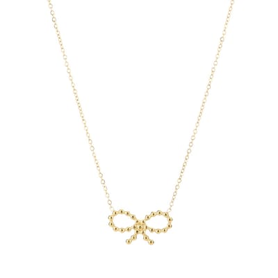Michelle Bijou - Subtiele goudkleurige strikje ketting - Stainless Steel - Nikkel free - 40+5 cm