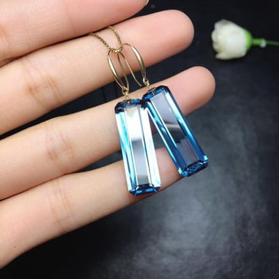 Hoge Kwaliteit Ingezette Rechthoekige Blauwe Kristallen Hangende Oorbellen Voor Vrouwen Charm Minimalistische Mode Oorbellen Feest Sieraden brown