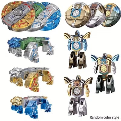 6 STuks Vervormbare Robot Fidget Spinners voor Kinderen Transformeerbare Fidget Speelgoed Vingertop Gyroscopen Feestartikel Stressverlichting gray