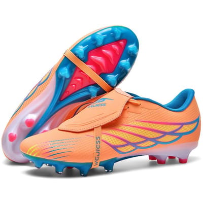 Baskets de Football pour Homme Chaussures d'Entraînement Extérieur sur Pelouse Crampons Chaussures de Football Homme Professionnel FG Chaussures de Football Jeune 45 orange