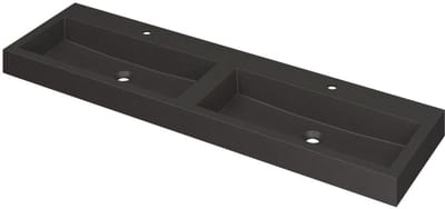 INK Momento Wastafel Quartz Dubbel met 2 Kraangaten - 1600x450x90 mm - Quartz Zwart