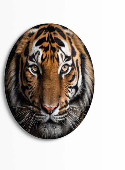 Indoorart - Muurcirkel Tijger Plexiglas 30 cm - Wanddecoratie - Afbeelding op Plexiglas - Inclusief ophangplaat