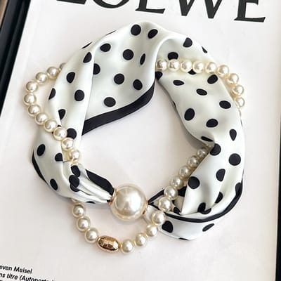 Magnetische sluiting sjaal - bedrukte halsdoek - imitatie zijde - veelzijdige dunne nekwarmer - ook te gebruiken als blouse, sjaal of decoratieve accessoire -Golfpunt, 47*13cm