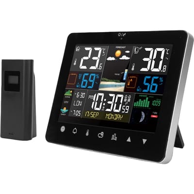 Digitale Binnen Buiten Thermometer Hygrometer Kleurendisplay   Weersvoorspellingsstation voor Thuis met Draadloze Buitensensor