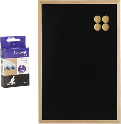 Zeller krijtbord met magneten - 12 krijtjes - sterk magnetisch - 40x60 cm