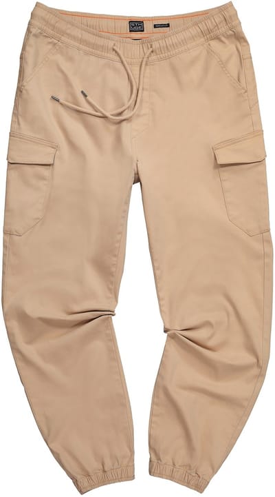 STHUGE - Heren - Cargo broek modern fit elastische tailleband 6 zakken - Zand - Maat 3XL