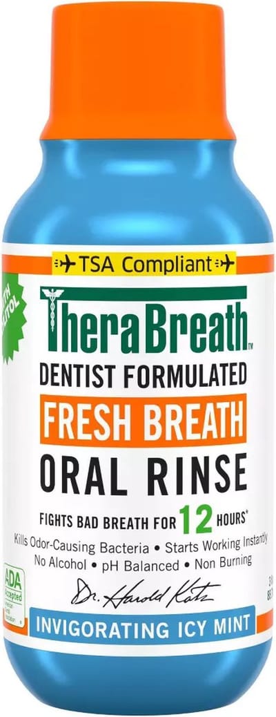 TheraBreath - Fresh Breath Mouthwash - Icy Mint, Alcohol-Free - Travel Size - Mondspoeling - Mondwater - 88ml