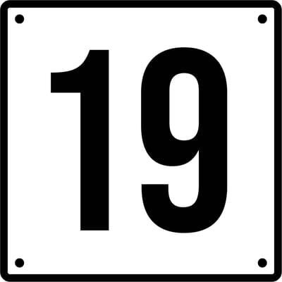 Huisnummerbord 19 - Incl. Schroeven en Pluggen – Acrylaat - 10 x 10 cm - Wit met Zwart