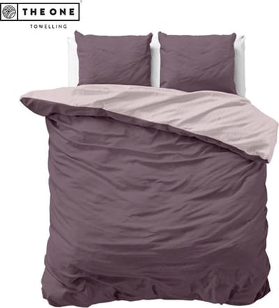 The One Bedding Dekbedovertrek Classic - 200 x 220 cm - Tweepersoons - 2 Kussenslopen - Katoen/Satijn - Lichtpaars & Donkerpaars
