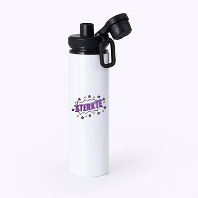Hacebo® - Sterkte waterfles met draaidop zwart - Beterschap - motivatie - beterschap cadeau - kado - moeilijke tijd - water fles - 850ML