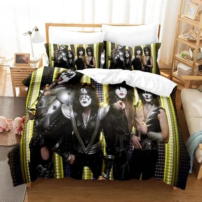 Kiss Band Beddengoedset Eenpersoons Rockband Dekbedovertrek Tweepersoons Queen King Twin Maat Voor Jongens Volwassenen Zachte Dekbedovertrekset Cadeau 200X200cm 3pcs