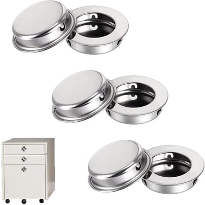 Set van 6 ronde inbouwgrepen voor schuifdeuren, ideaal voor meubels en kastdeuren, moderne en stijlvolle afwerking