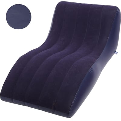 Opblaasbare ligstoel van PVC, comfortabel draagbaar slaapbed voor kamperen, picknicken en wandelen thuis donkerblauwe kleur
