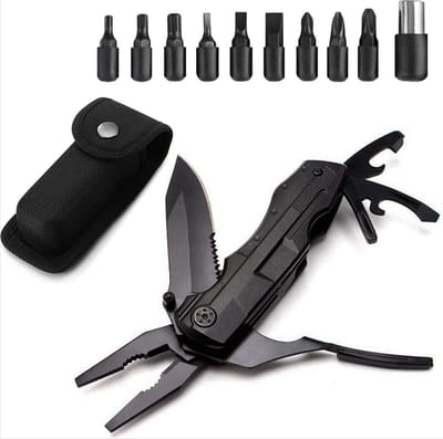 *** Multitool Zakmes - 14-in-1 met o.a. blikopener, flesopener, zakmes, schroevendraaier en 9 verwisselbare schroeven. Inclusief handig draagetui voor outdoor avonturen zoals camping Survival en wandelen - van Heble® ***