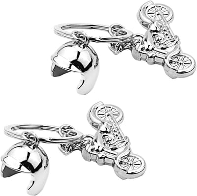Jumada's - Motor / Trike Sleutelhanger met Helm - Auto / Fiets / Scooter Sleutelhanger - Zilver