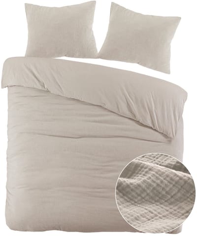 Papillon Dekbedovertrek Mousseline Zand - 240x200/220 cm - 100% Percale Katoen - Hoogwaardige kwaliteit