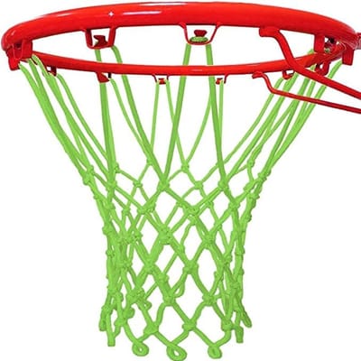 Basketbalnet Outdoor & Indoor – Glow in the Dark Lichtgevend Basketbalnet, All-Weather Anti-Whip Vervanging met 12 Lussen, Fluorescerend Groen