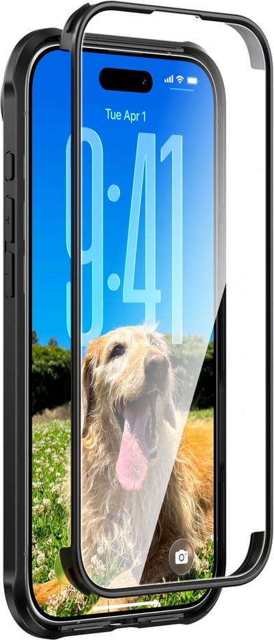 Valenta - Bumper Hoesje - iPhone 17 Air - Full Cover - Tempered Glass - Zwart