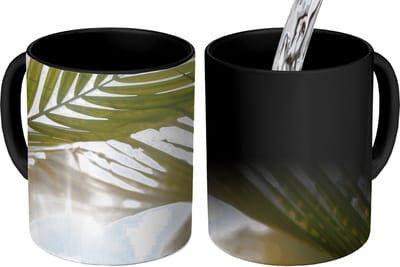 Magische Mok - Foto op Warmte Mokken - Koffiemok - Palmboom - Palmblad - Zon - Zomer - Magic Mok - Beker - 350 ML - Theemok