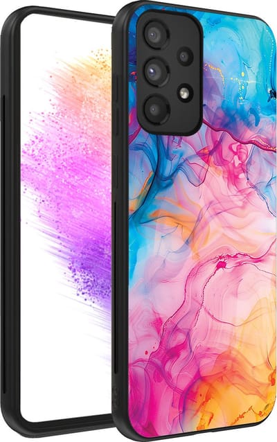 Smartphonica Telefoonhoesje Geschikt voor Samsung Galaxy A73 5G met Regenboog Acryl Marmer Opdruk - TPU Backcover Case Rainbow Acrylic Marble Design geschikt voor Samsung Galaxy A73 5G