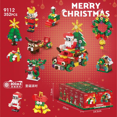 10 Stuks Creatieve Bouwstenen Dier Kerstauto Oceaan Insect Model Kinderen Gemonteerd Speelgoed Interessant Dierlijk Ornament Cadeaus