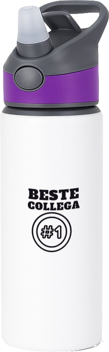 Hacebo® - Beste collega waterfles met rietje paars - Beste collega - teamgenoot - cadeau - water fles - 650ML