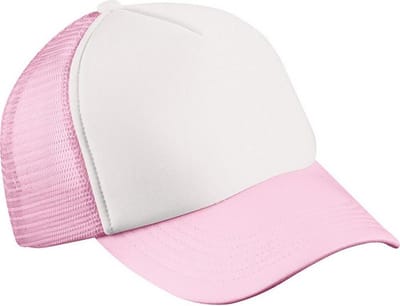 Myrtle Beach Kinderen/Kinderen 5 Panel Polyester Mesh Cap (Wit/Baby Roze)