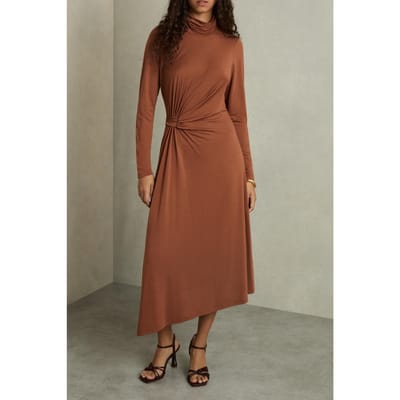 Reiss Jersey Midi Dress Camel Size: 4 | Midi Dresses Outlet | Dames | Bruin