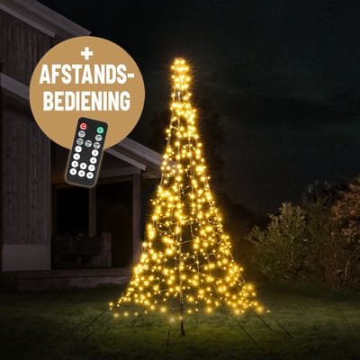 Lumedi 480 - 3 meter - LED Kerstboom Buiten - Incl. Deelbare mast - Vlaggenmast Verlichting - 480 Warm Wit Led Lampjes - Afstandsbediening - Kerstverlichting voor buiten