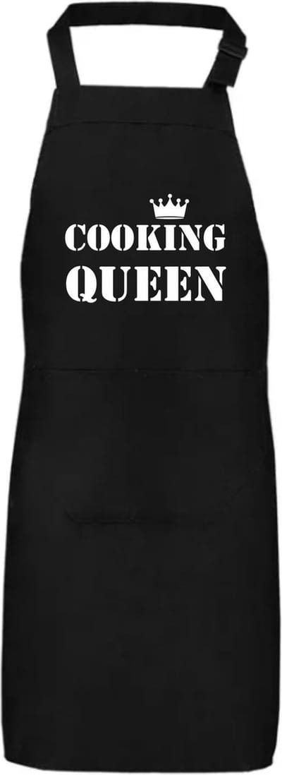Schort Cooking Queen | Moederdag | Moederdag cadeautje | Zwart
