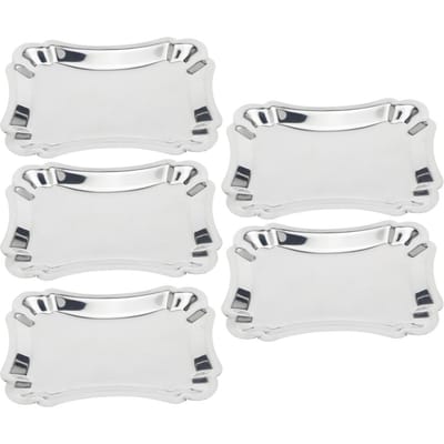 5 Stuks Roestvrij Staal Rechthoekig Tafel Snack Dessert Serveerschaal Handdoek Opbergschaal met Kantrand white