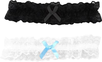VT Goods - Kousenband bruiloft - Kousenband kant - Elegante accessoires - zwart + wit - Bruidsaccessoires - Geluk en vreugde - Voor vrouwen