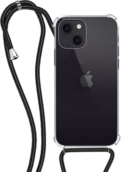 Hoesje - Geschikt voor Apple iPhone 14 Plus - Met Koord - Shock Proof - Siliconen Case - Back Cover - Telefoonkoord - Telefoon Hoes Shockproof - Telefoonketting - Transparant